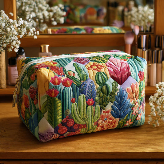 Quilted Cosmetic Bag with Succulents NCU0PT9631
