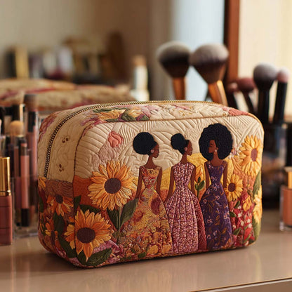 Quilted Cosmetic Bag with Radiant Sunflowers NCU0NT10382