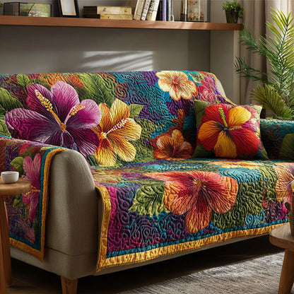 Quilted Sofa Cover – Tropical Floral Design NCU0TV533