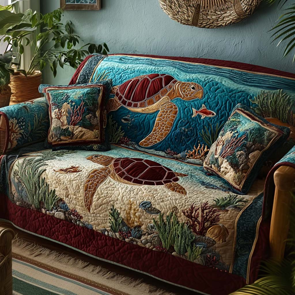 Quilted Sofa Cover – Featuring Turtle Design NCU0VT361