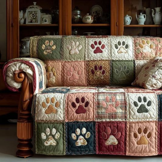 Quilted Sofa Cover – Featuring Paws and Vintage Garden Design NCU0PT11009