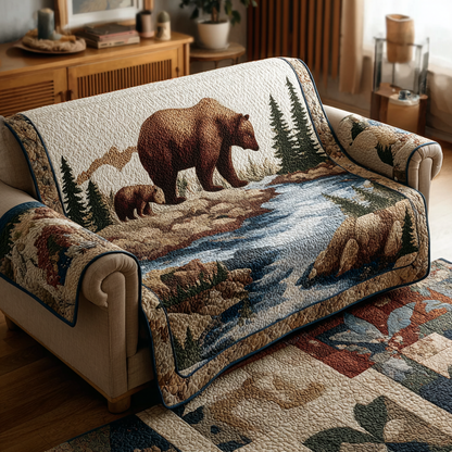 Quilted Sofa Cover – Padded Sofa Slipcover with Bear Design NCU0VT335