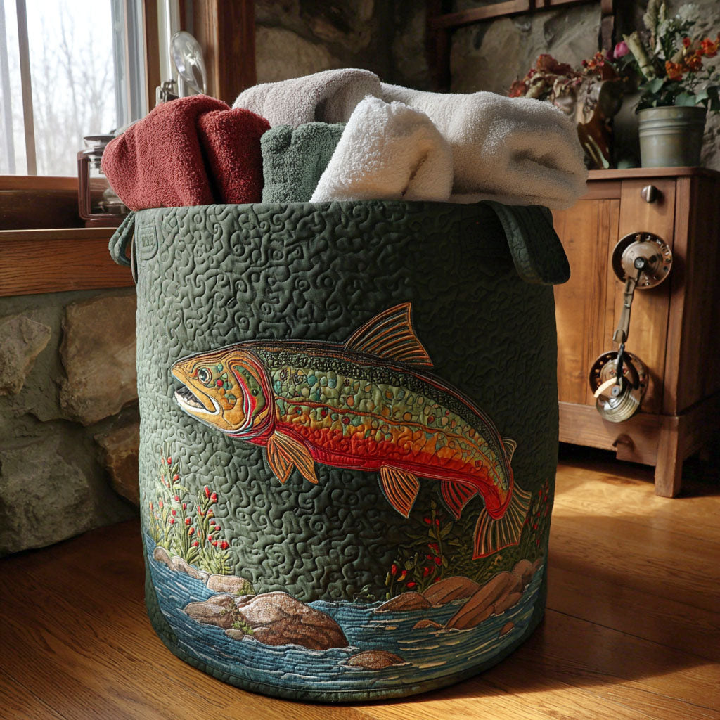 Gesteppter Wäschekorb – mit Fisch und Naturlandschaft NCU0PTT1738