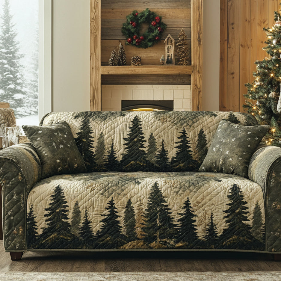 Quilted Sofa Cover – Tranquil Forest Design NCU0DV8619