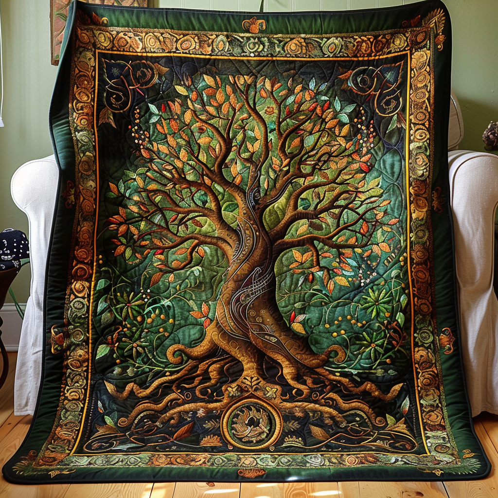 Handcrafted Quilted Blanket – Celtic Knot Tree of Life NCU0PD038