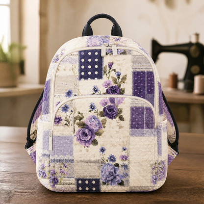 Blommig Lila Patchwork Ryggsäck