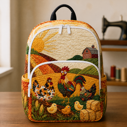 Rugged Steppe Backpack with Chickens and Barn Design